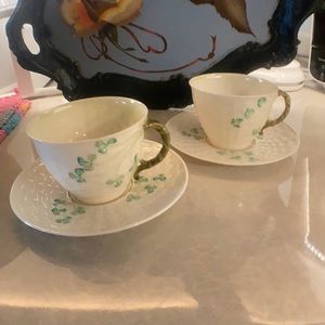 HOST PICK😀Belleek fine porcelain tea cup and saucer set of two